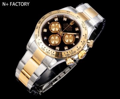 N Factory Rolex Daytona 40mm 7750/4310/4131 Movement 904L Steel Black Face Two-tone Gold Strap Watch